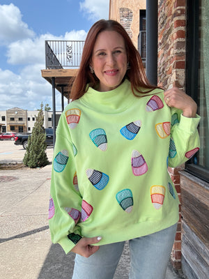Queen of Sparkles Green Multi Gingham Candy Corn Mocknock