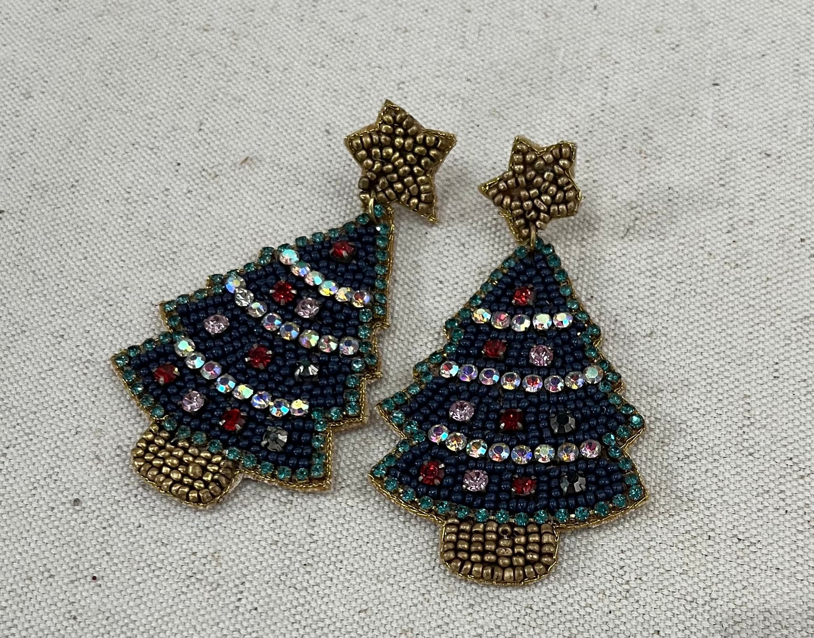 Beaded Christmas Tree Earrings