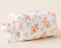 cream floral cosmetic bag
