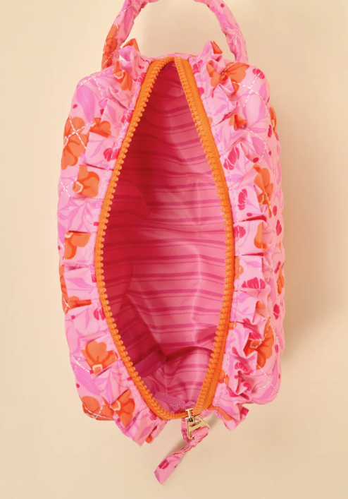 Darling Effect Poppin' Petals Hot Pink Essentials Quilted Cosmetic Pouch
