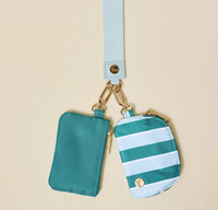 Darling Effect Sicily Stripes Teal Dynamic Duo Pouch Wristlet