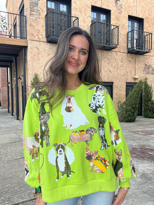 Queen of Sparkles Lime Green Halloween Dog Sweatshirt