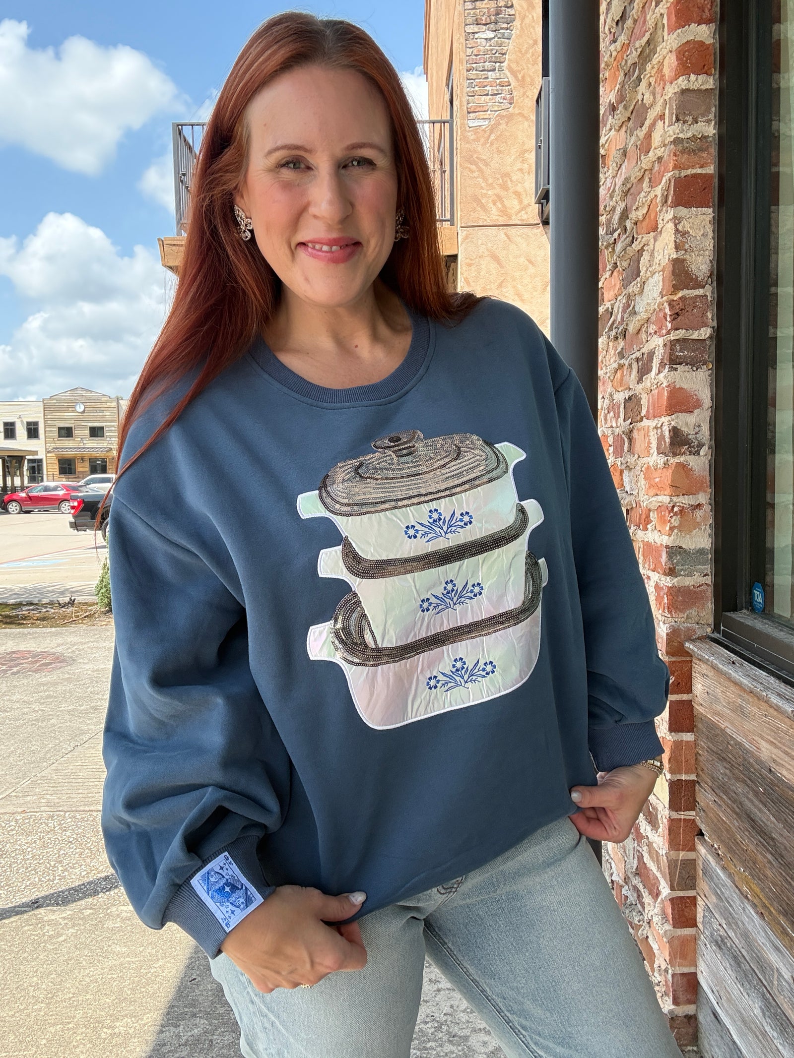 Queen of Sparkles Navy Vintage Corningware Sweatshirt