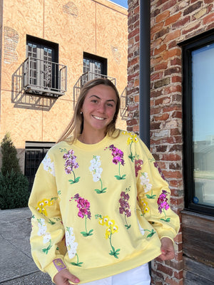 Queen of Sparkles Yellow Multi Iris Sweatshirt