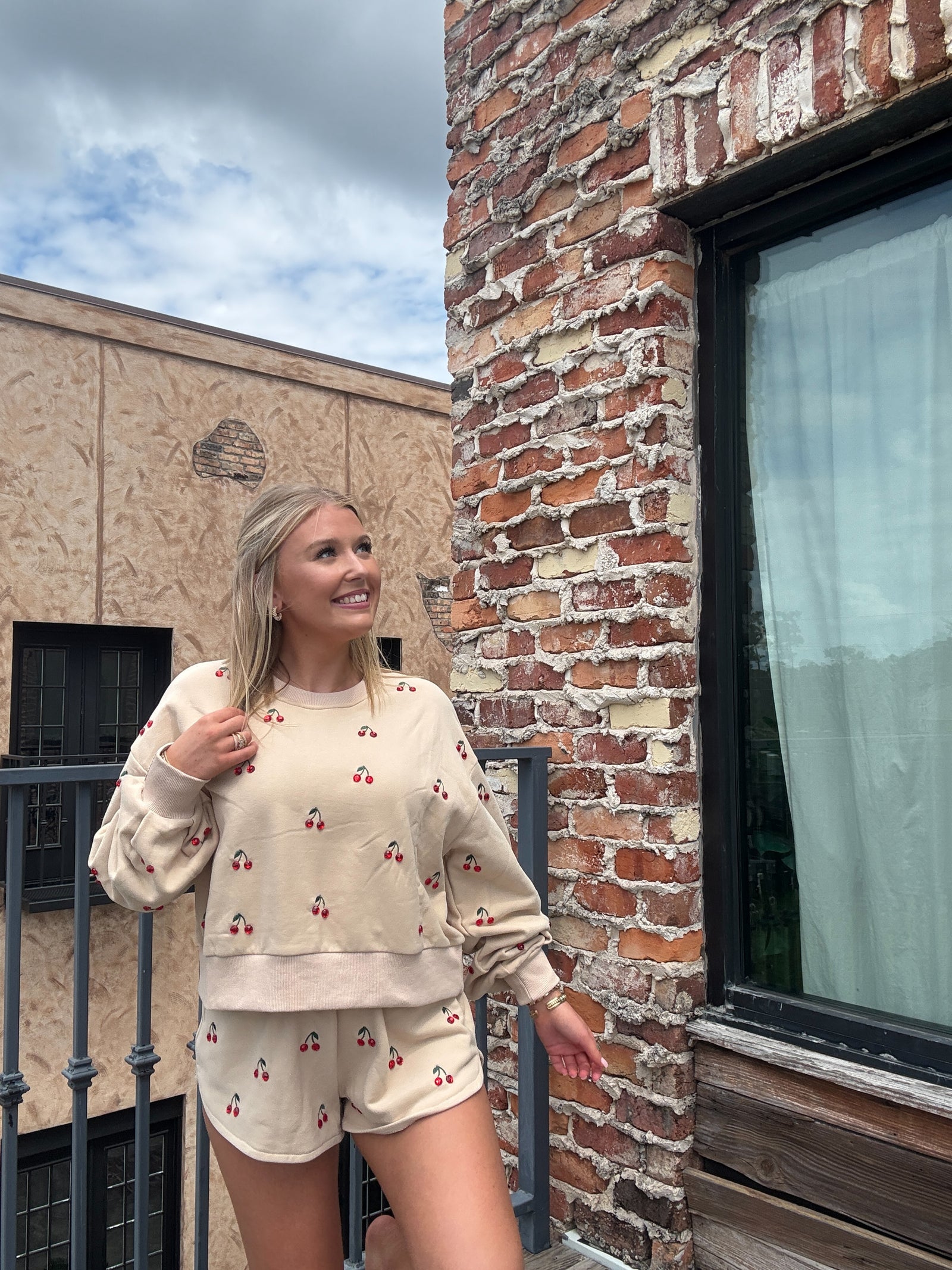 Queen of Sparkles Tan Jeweled Cherry Short