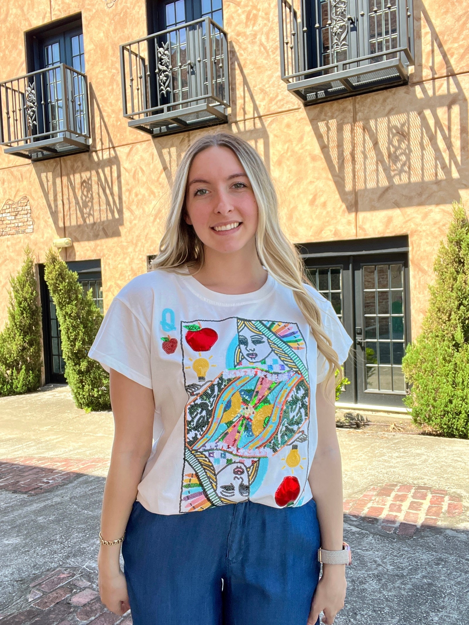 Queen of Sparkles Teacher Queen Card Tee