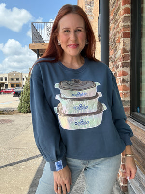Queen of Sparkles Navy Vintage Corningware Sweatshirt