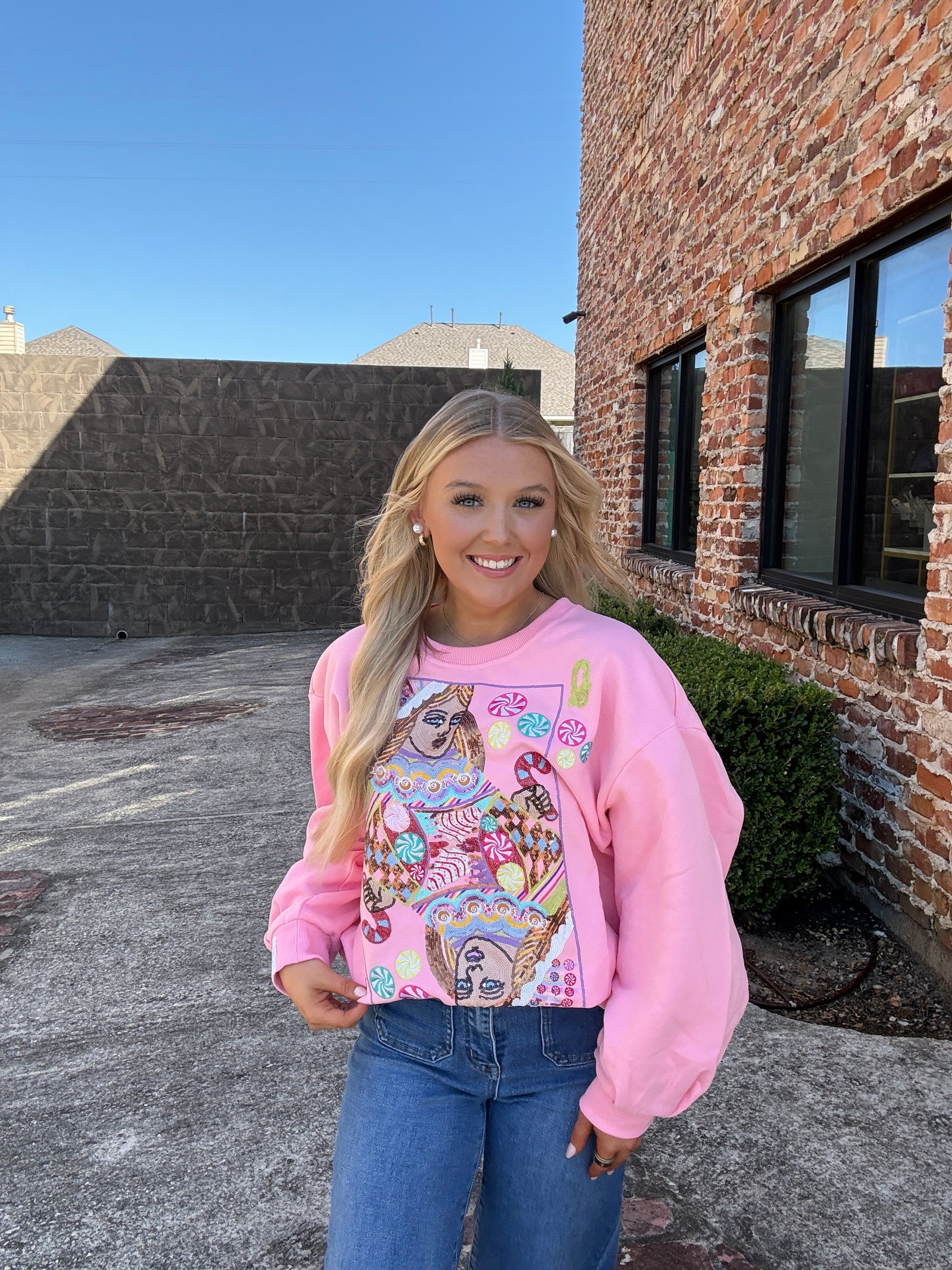 Queen of Sparkles Pink Candyland Logo Sweatshirt