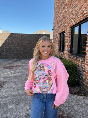 Queen of Sparkles Pink Candyland Logo Sweatshirt