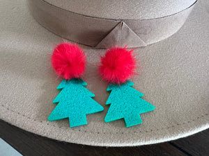 Christmas Pom Tree Earrings