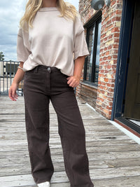 KUT from the Kloth Meg High Rise Wide Leg - Chocolate