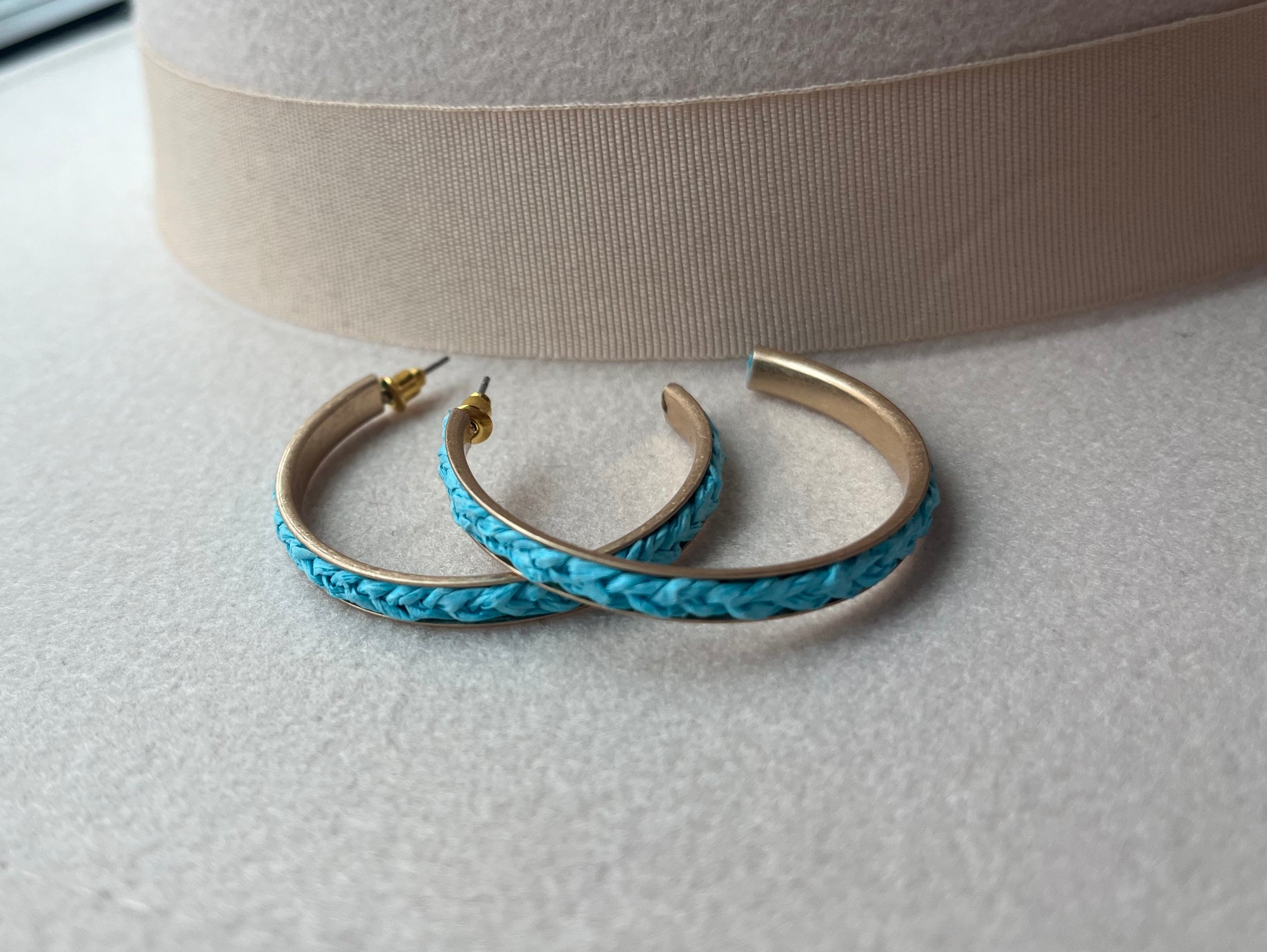 Turquoise Braided Hoops