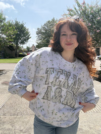 Queen of Sparkles Licensed Texas A&M Floral Initial Sweatshirt