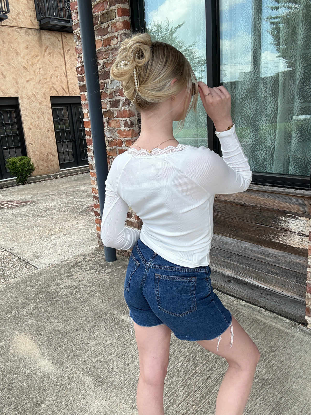Henley & Lace Top