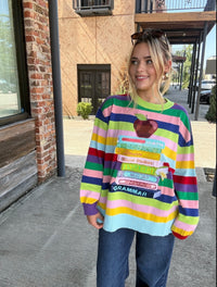 Queen of Sparkles Multi Stripe School Books & Apple Sweater