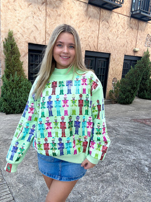 Queen of Sparkles Mint Multi Nutcracker Sweatshirt