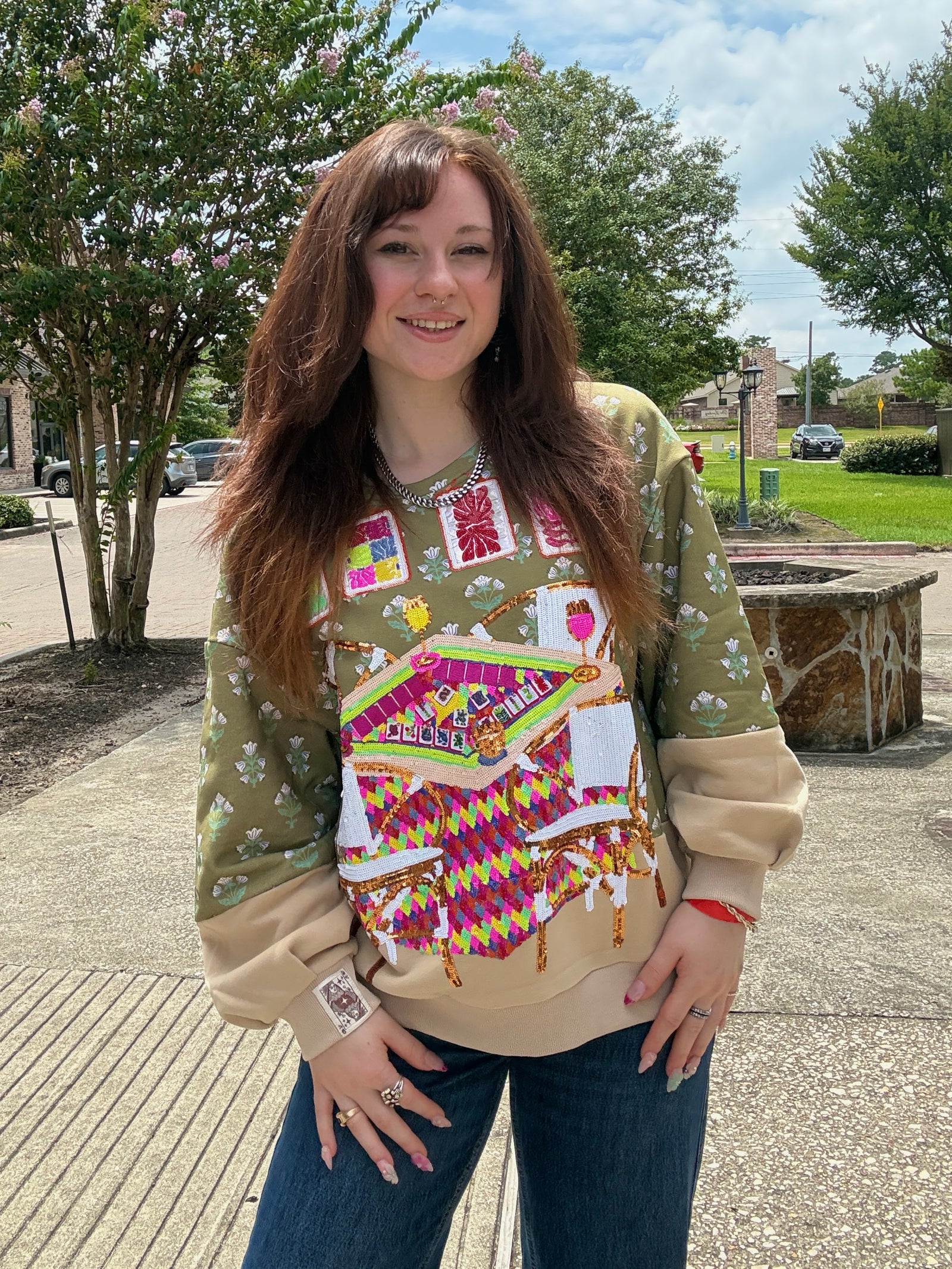 Queen of Sparkles Multi Mahjong Table & Chairs Sweatshirt