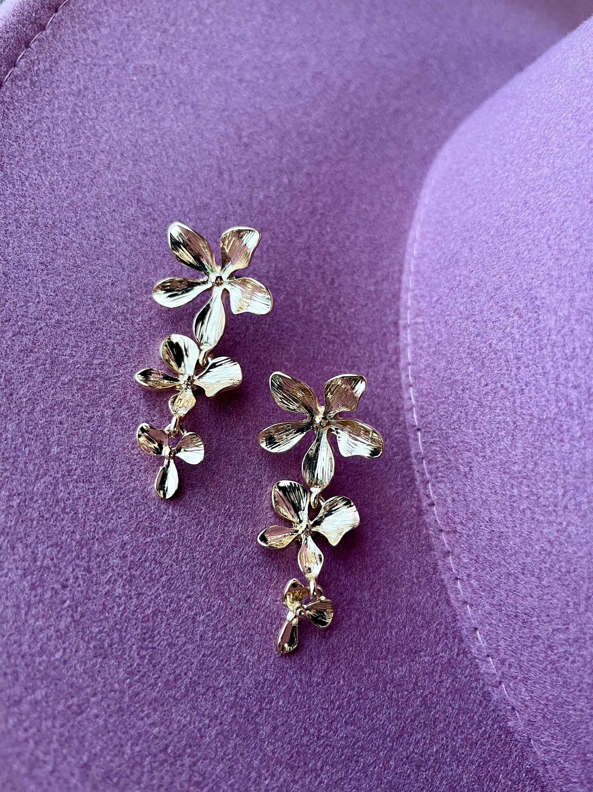 Gold Floral Drop Earrings