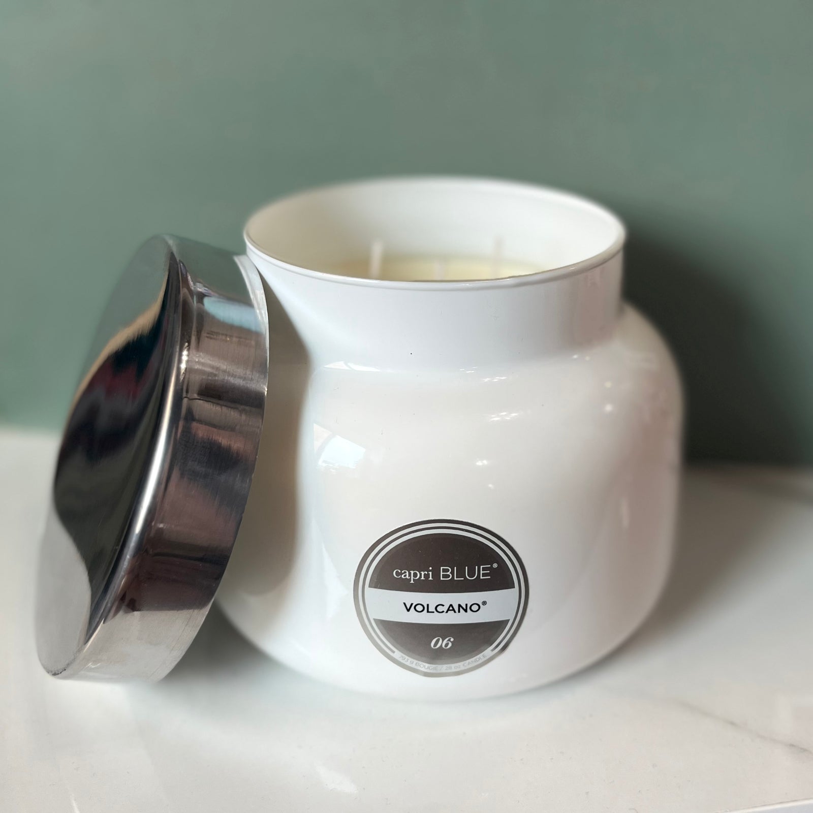 Volcano White Oversized Candle, 28 oz