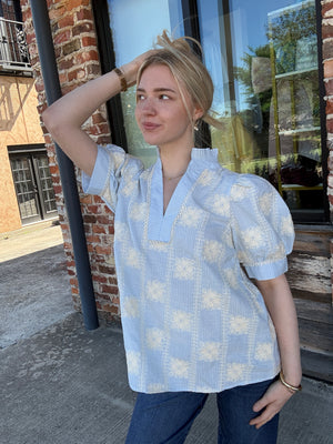 Powder Gingham Blouse