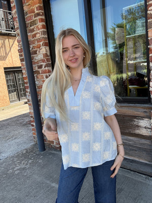 Powder Gingham Blouse