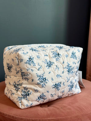 Ida Mae Picnic Floral Navy Quilted Makeup Bag