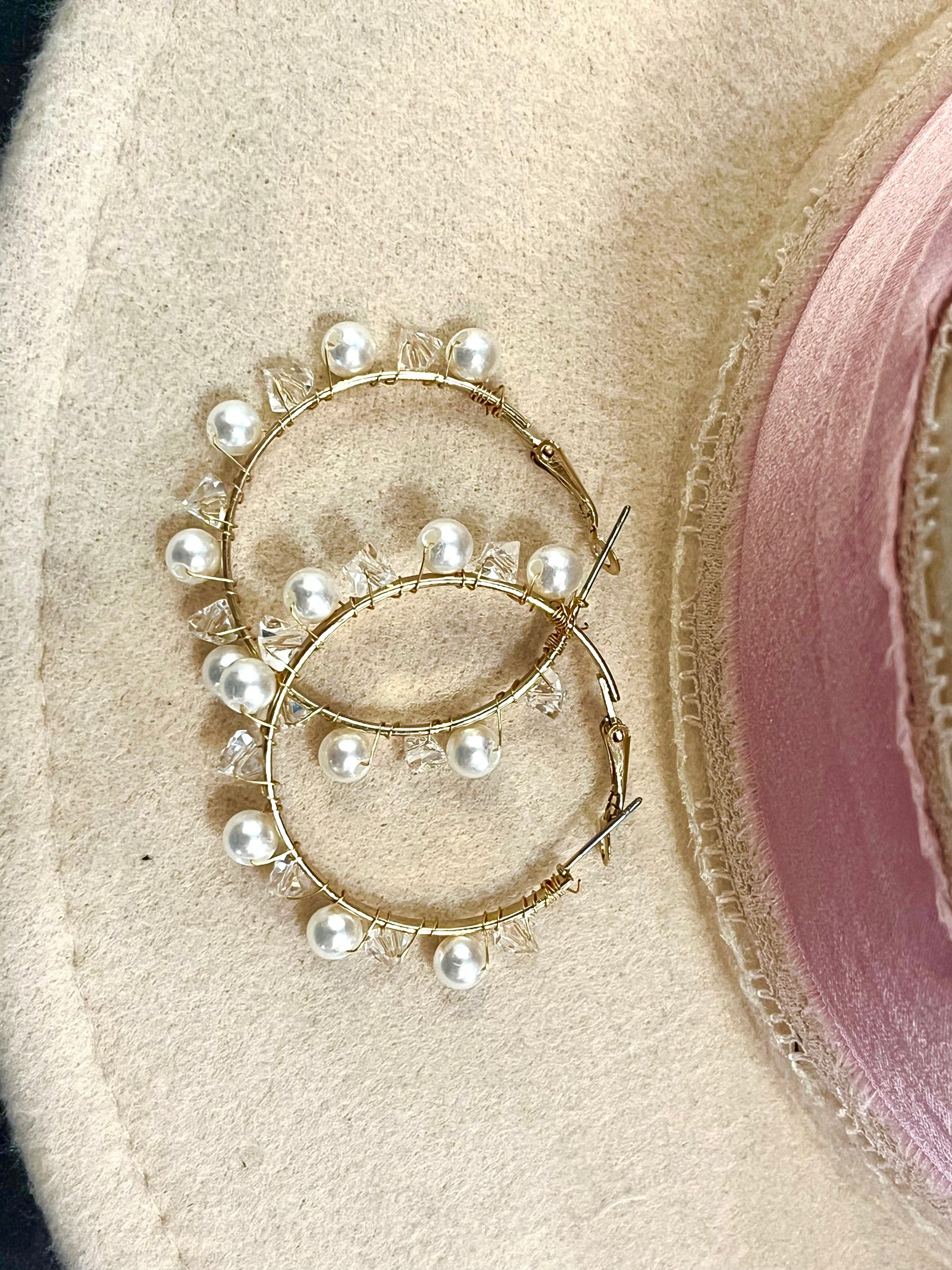 Pearl & Crystal Hoop Earring