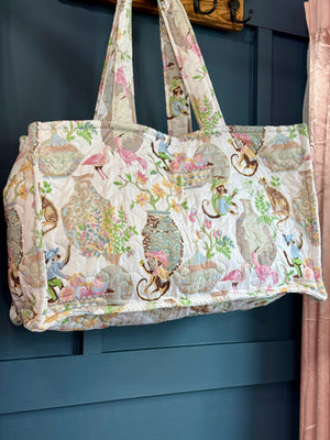 Ida Mae Jungle Canopy Pastel Quilted Tote Bag