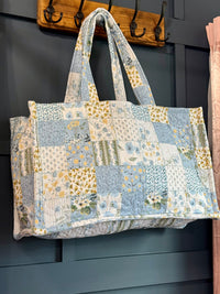 Ida Mae Scarlette Patchwork Blue Quilted Tote Bag