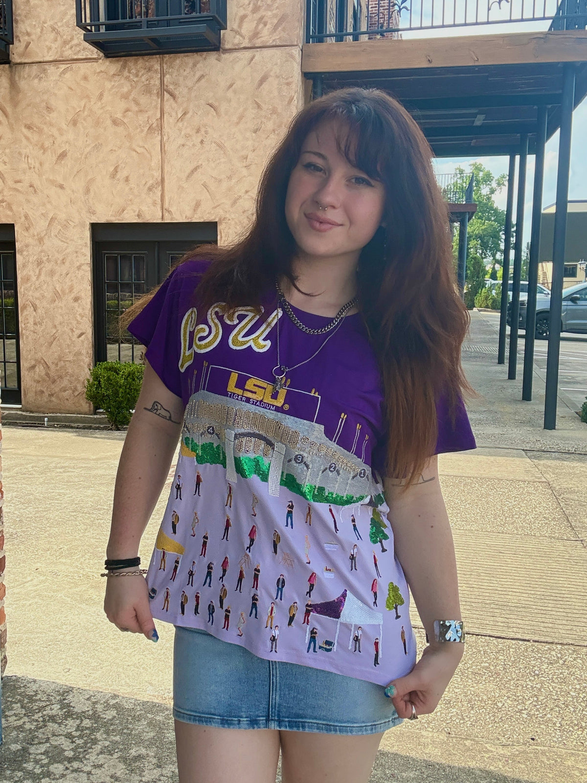 Queen of Sparkles Licensed LSU Stadium Tailgate Party Tee