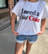 Queen of Sparkles Licensed Grey 'I Need A Diet Coke' Tee