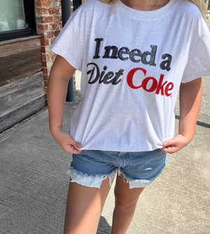 Queen of Sparkles Licensed Grey 'I Need A Diet Coke' Tee