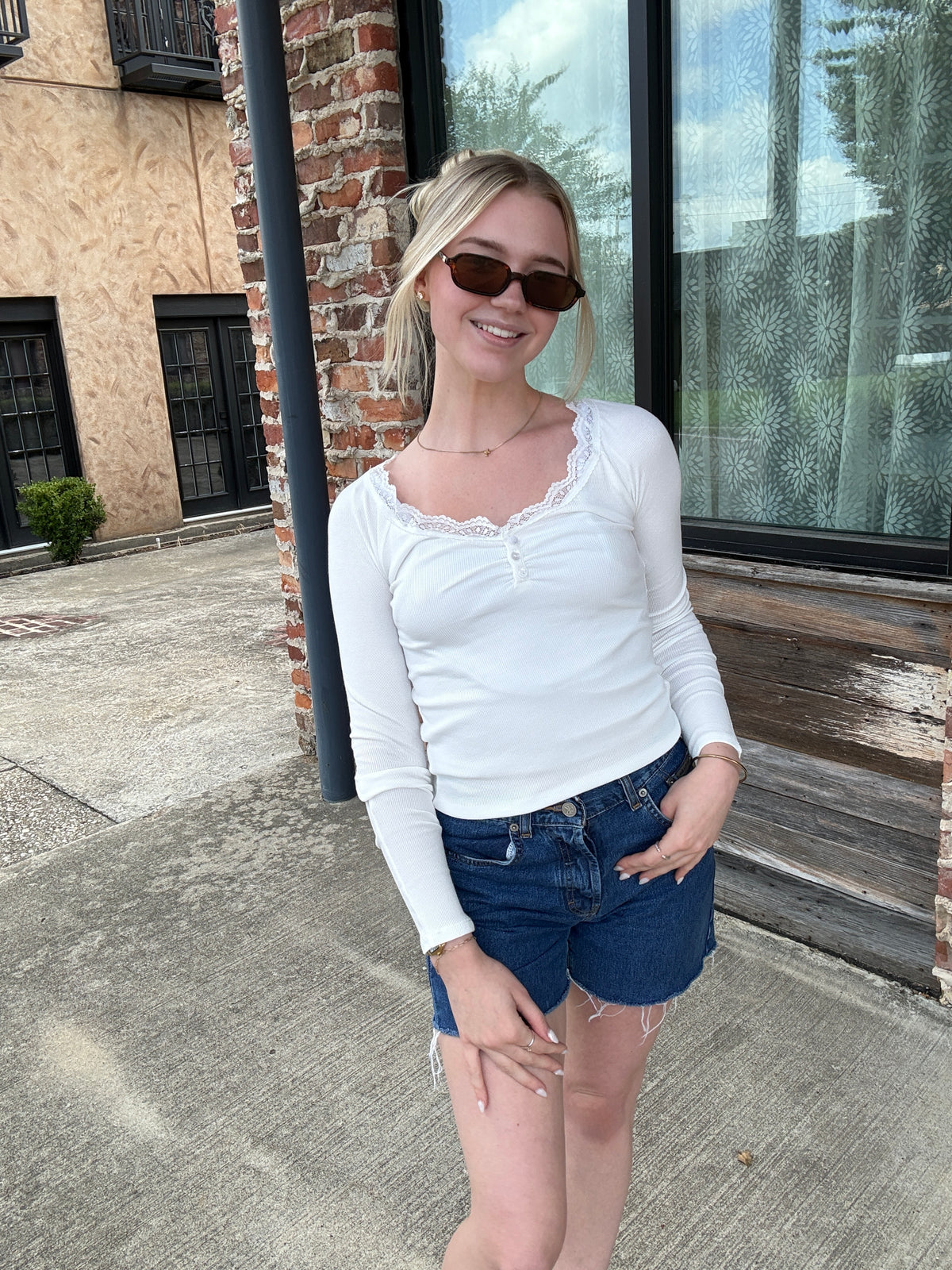 Henley & Lace Top