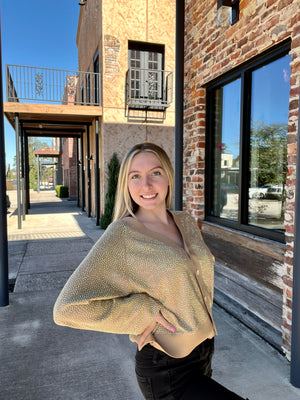 Queen of Sparkles Cardigan w/ Clear Iridescent All Over Rhinestones