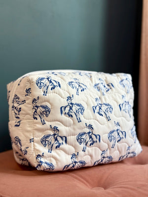 Ida Mae Koda Rider Navy Quilted Makeup Bag