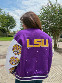 Queen of Sparkles Licensed LSU Bomber Jacket