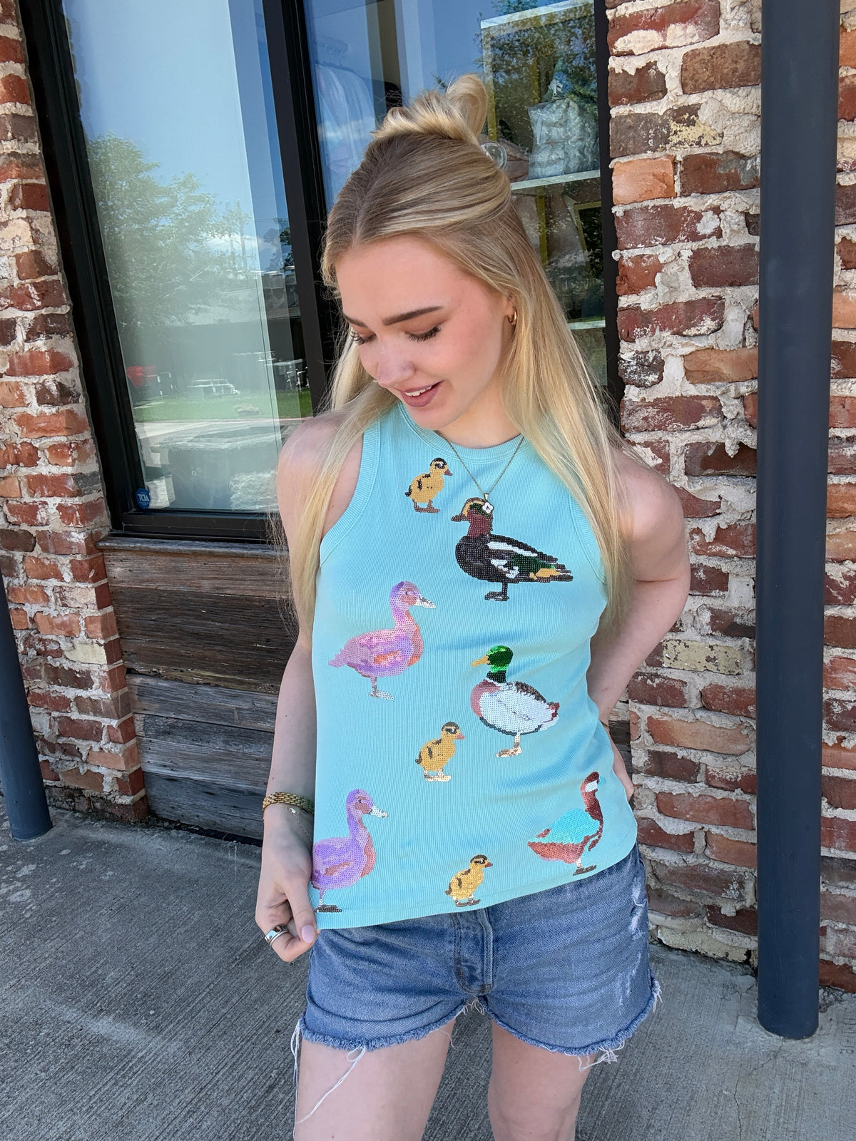 Queen of Sparkles Aqua Multi Duck Tank