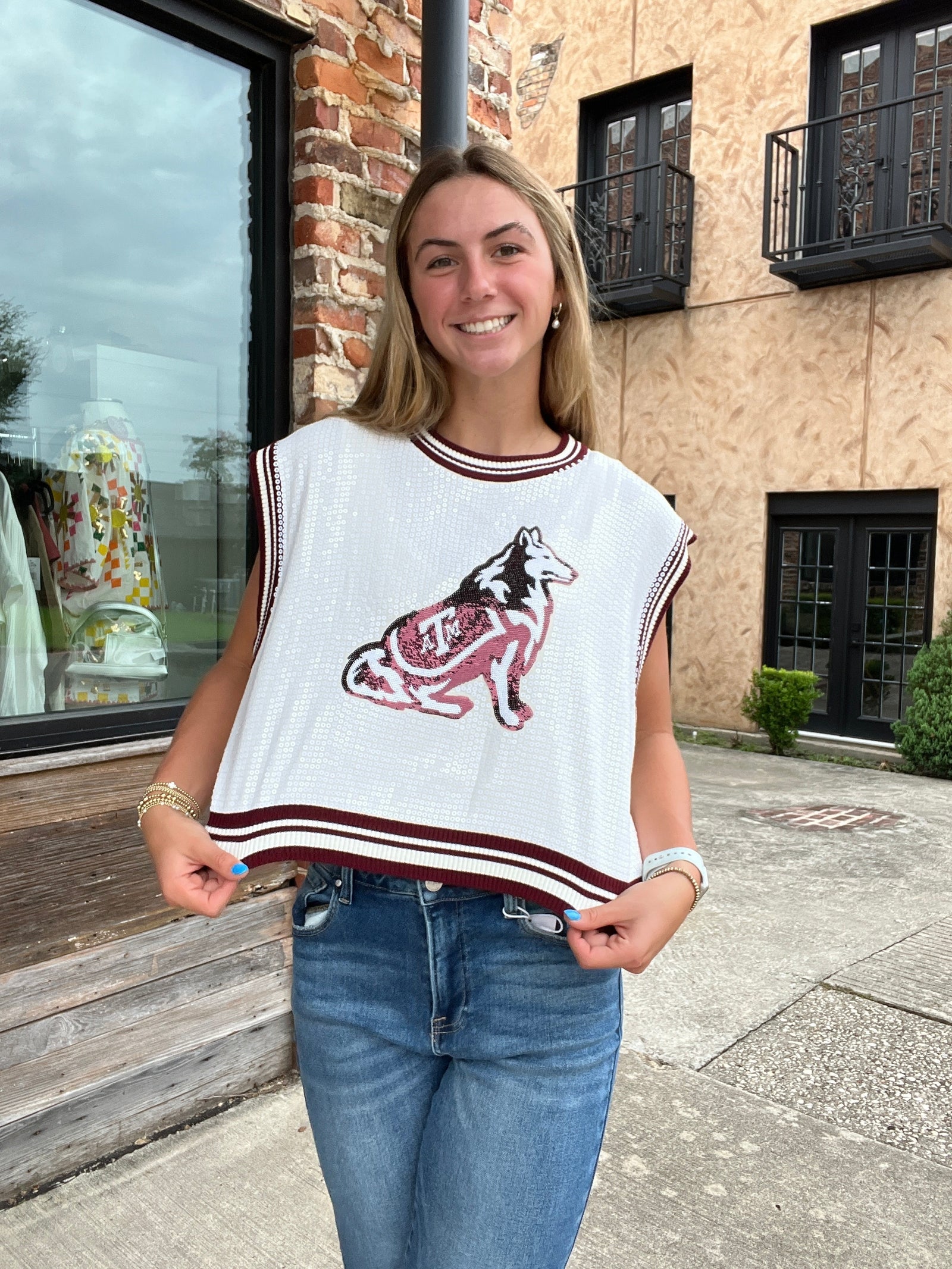 Queen of Sparkles Licensed Texas A&M Full Sequin Mascot Tank