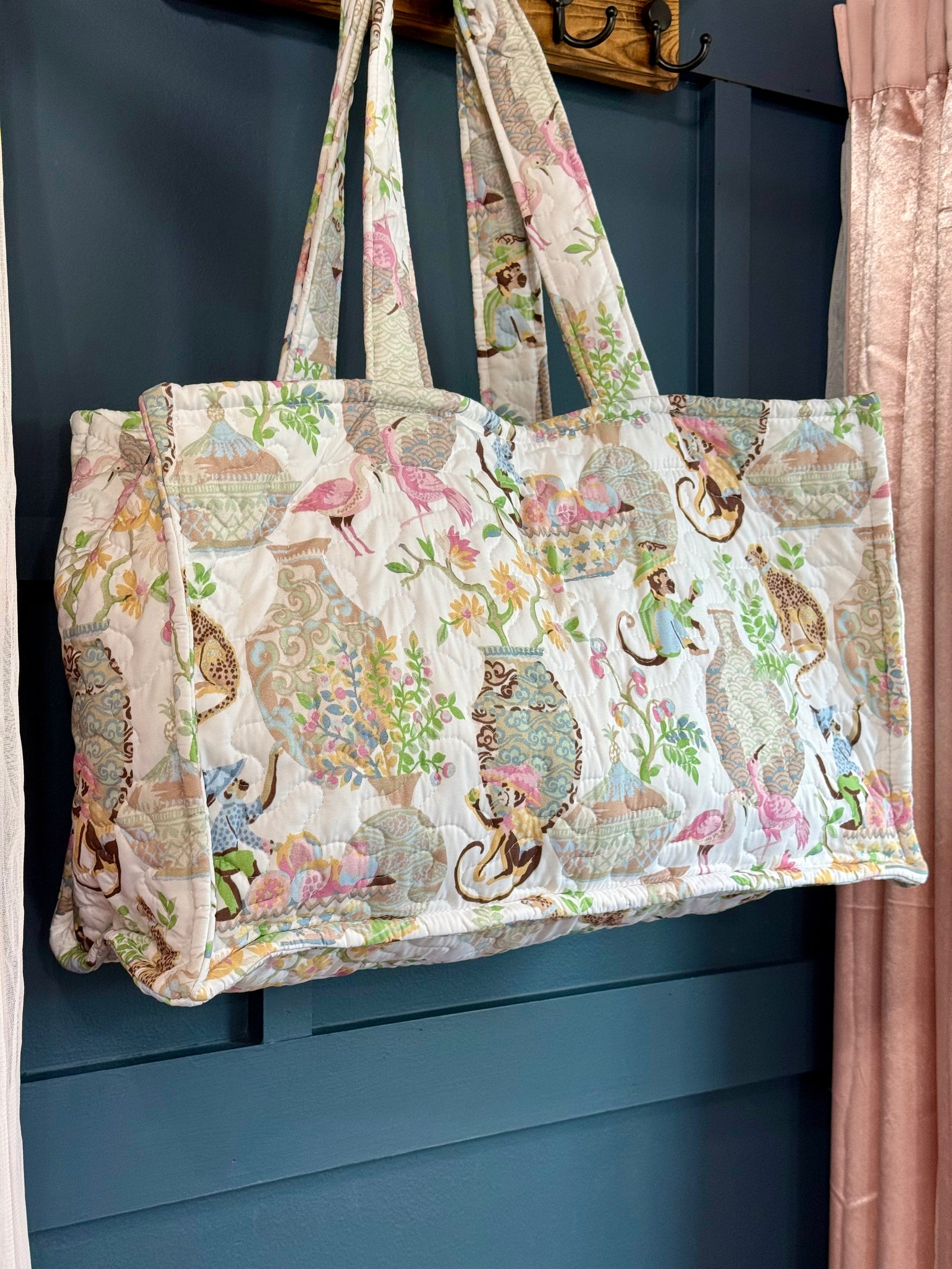 Ida Mae Jungle Canopy Pastel Quilted Tote Bag