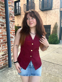 Queen of Sparkles Licensed Texas A&M Tonal Rhinestone Scattered Abbreviation Button Up Vest