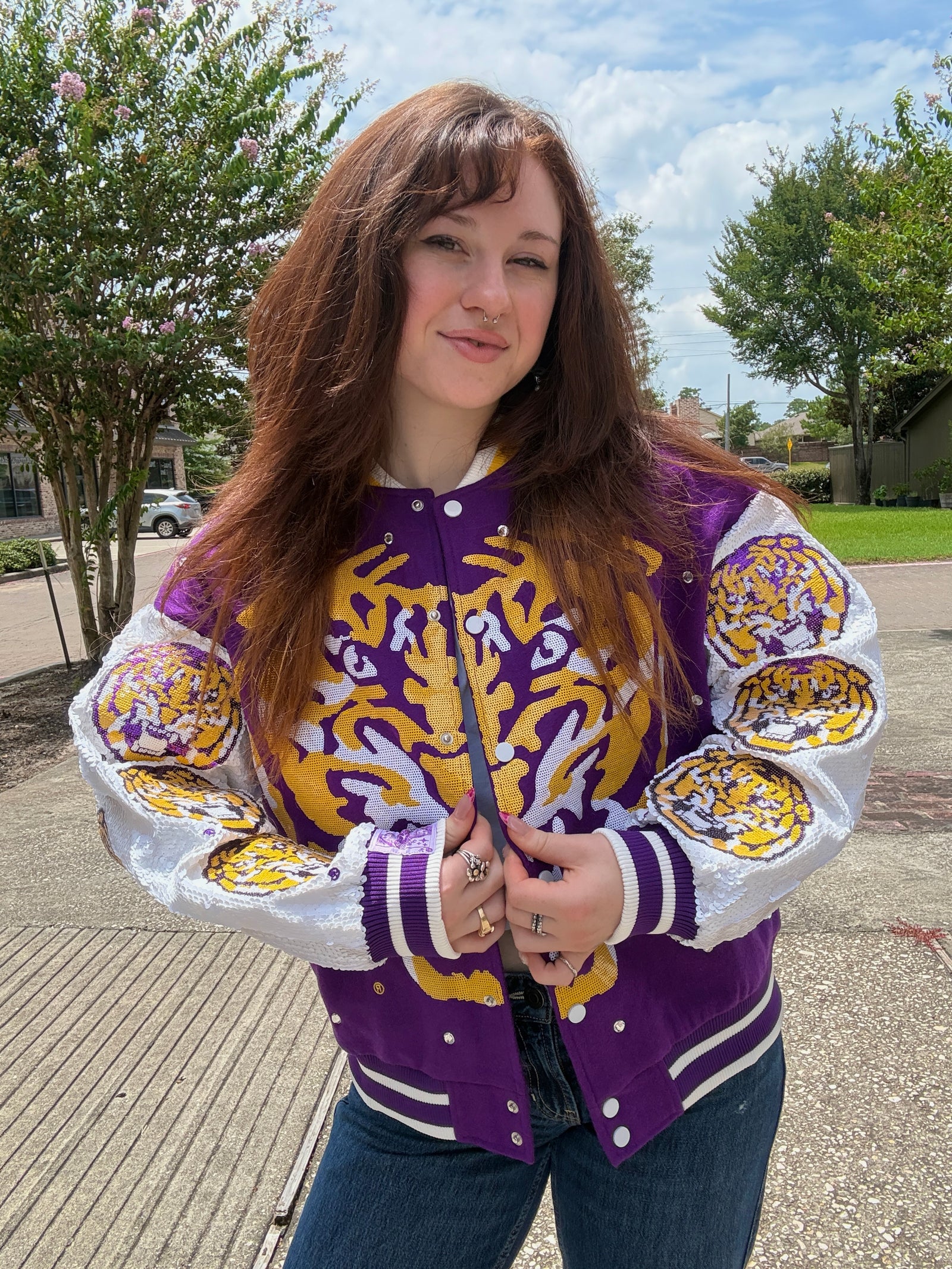 Queen of Sparkles Licensed LSU Bomber Jacket
