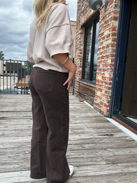 KUT from the Kloth Meg High Rise Wide Leg - Chocolate