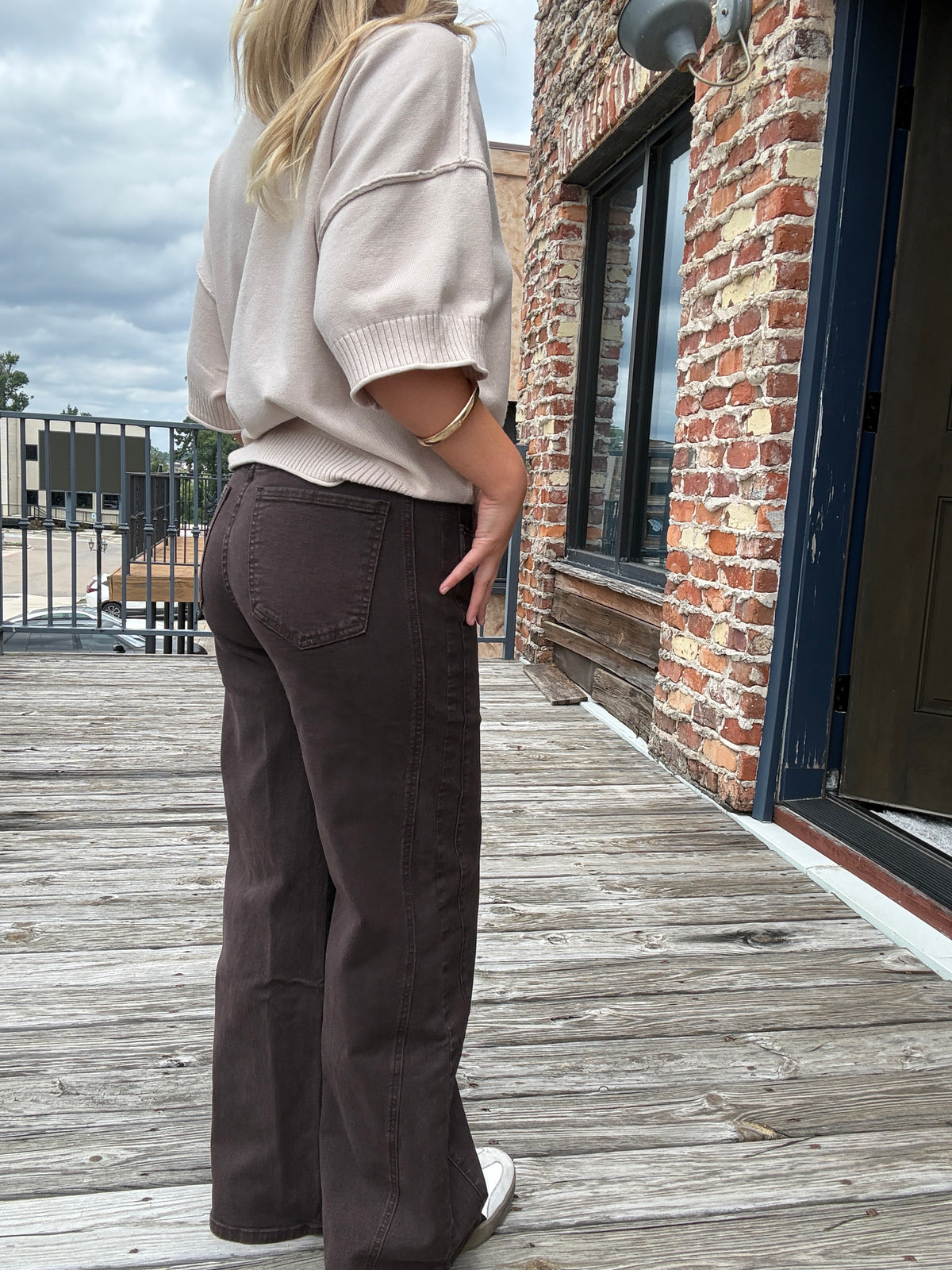 KUT from the Kloth Meg High Rise Wide Leg - Chocolate