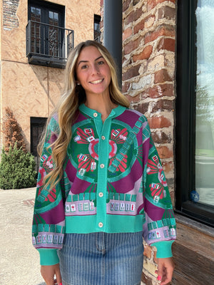 Queen of Sparkles Multi Mahjong Button Up Cardigan