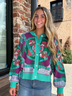 Queen of Sparkles Multi Mahjong Button Up Cardigan