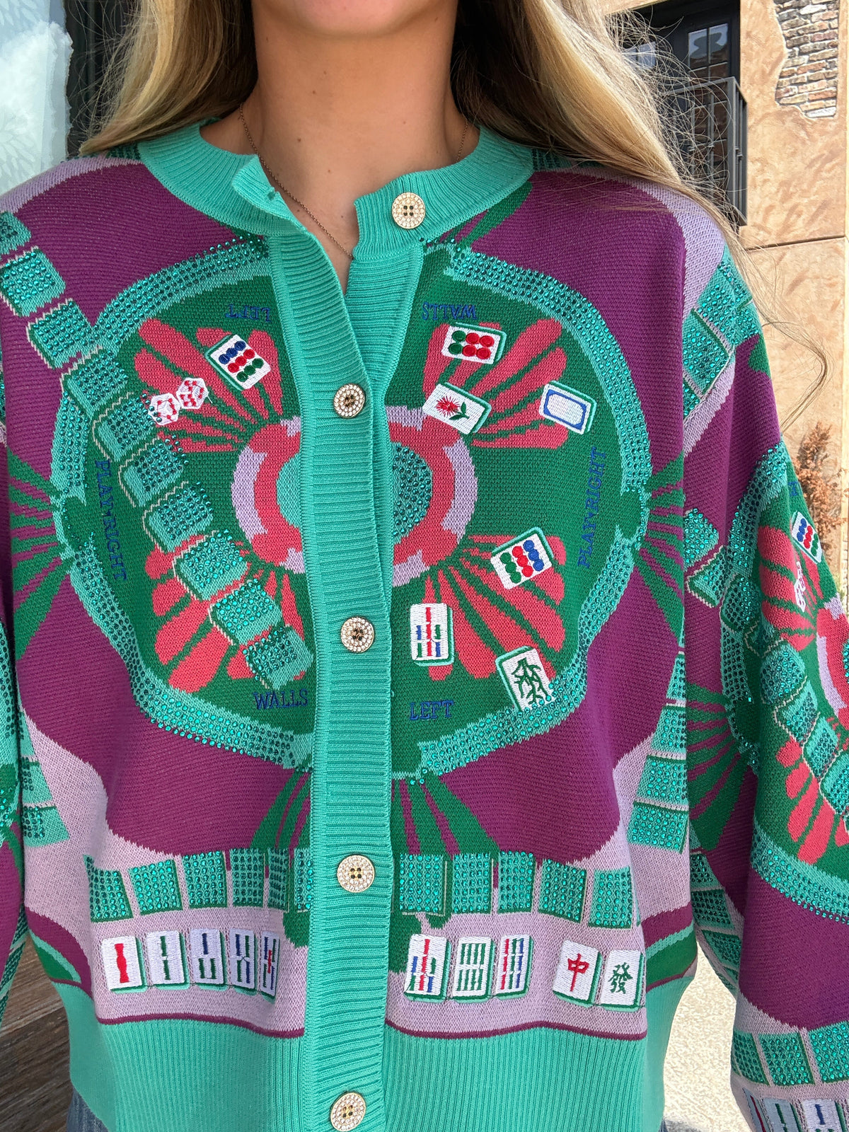 Queen of Sparkles Multi Mahjong Button Up Cardigan