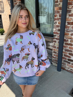 Queen of Sparkles Lavender Halloween Dogs Sweatshirt