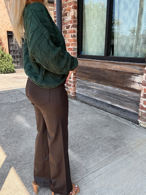 KUT From The Kloth Meg High Rise Fab Wide Leg - Chocolate