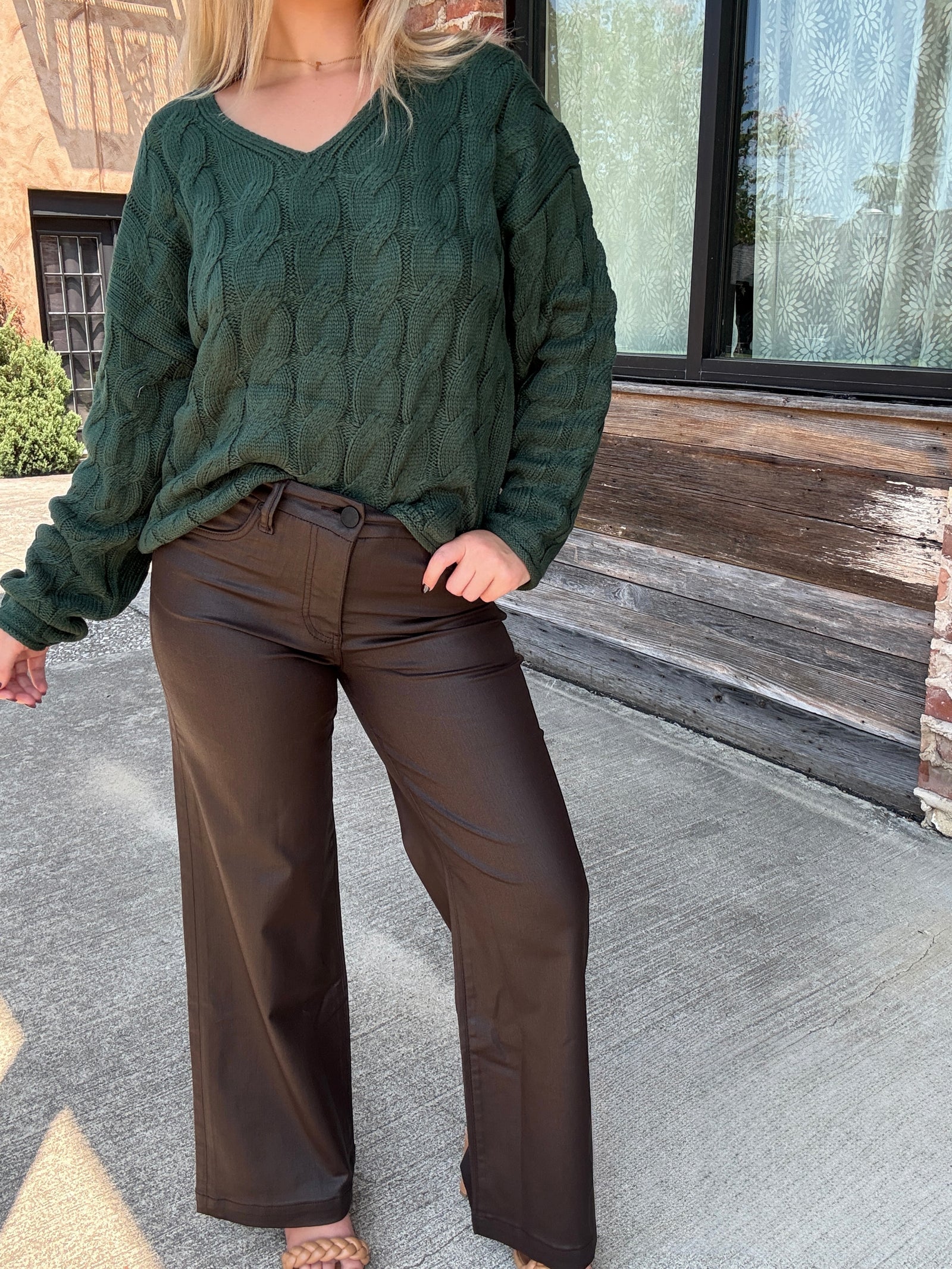 KUT From The Kloth Meg High Rise Fab Wide Leg - Chocolate