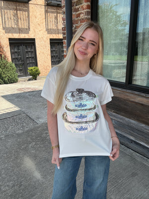 Queen of Sparkles White Vintage Tupperware Tee